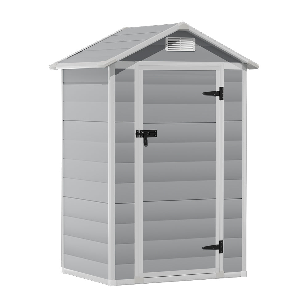3x4ft Grey Garden Plastic Storage Shed with Lockable Hinged Door
