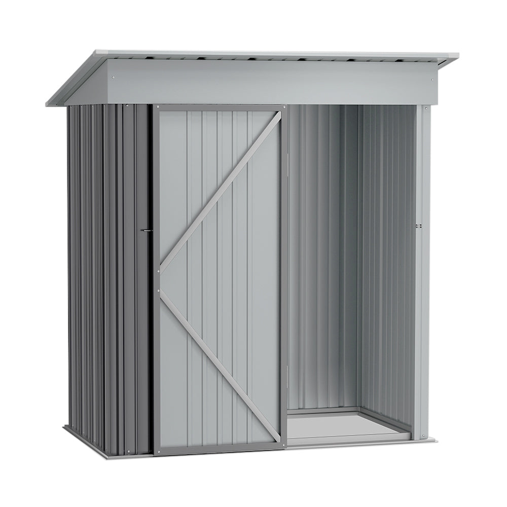 3x5ft Grey Outdoor Metal Storage Shed with Lockable Door