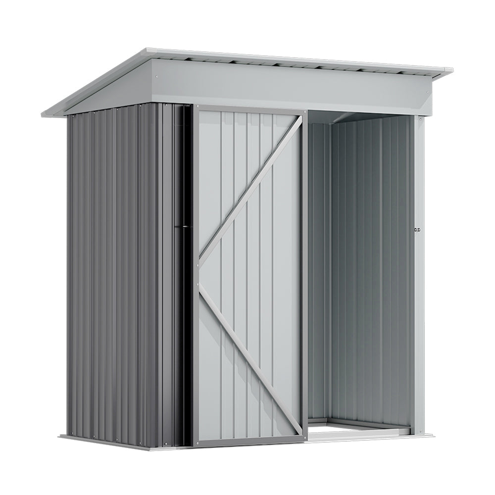 3x5ft Grey Outdoor Metal Storage Shed with Lockable Door