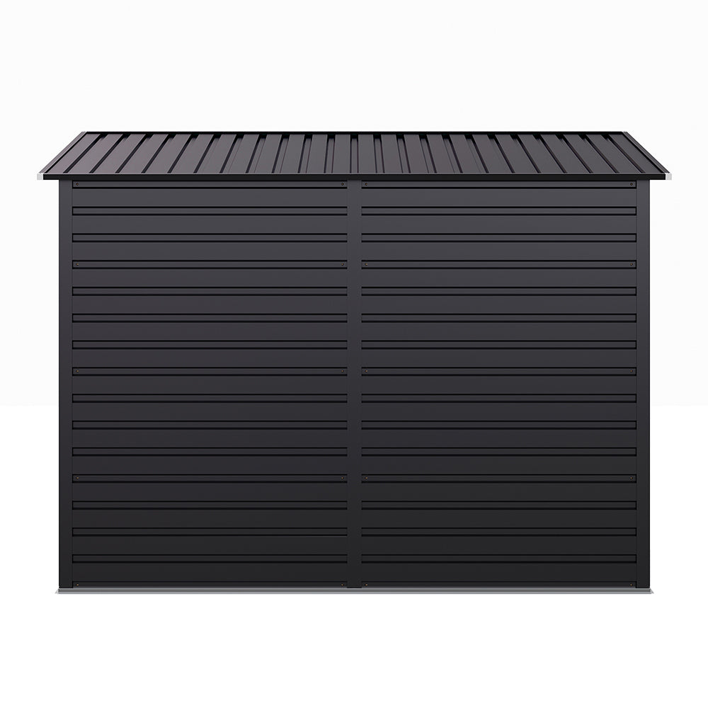 4x8ft Black Outdoor Galvanized Steel Storage Shed with Dual Doors