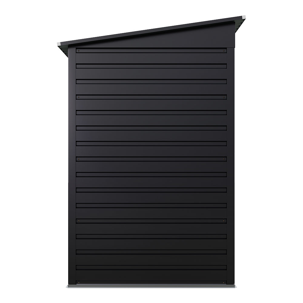 4x8ft Black Outdoor Galvanized Steel Storage Shed with Dual Doors