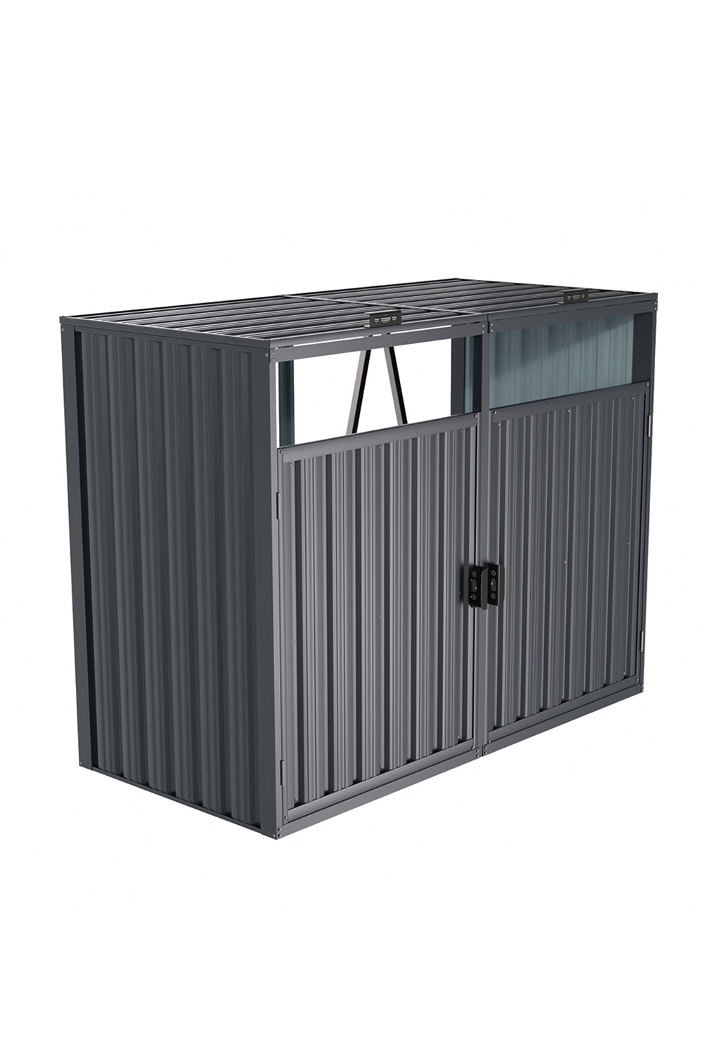 3x5ft Dark Grey Outdoor Metal Garbage Can Garden Storage Shed