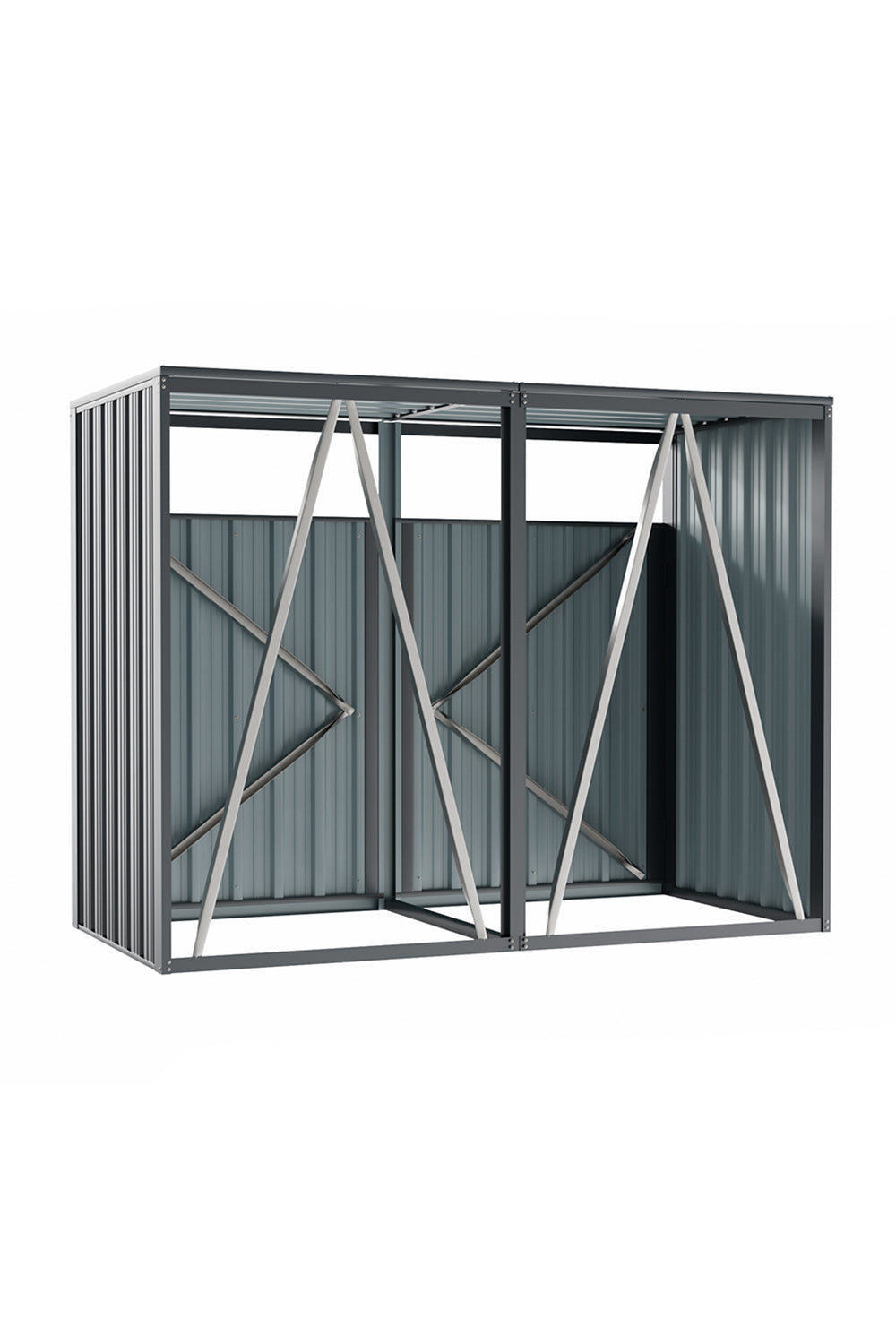 3x5ft Dark Grey Outdoor Metal Garbage Can Garden Storage Shed