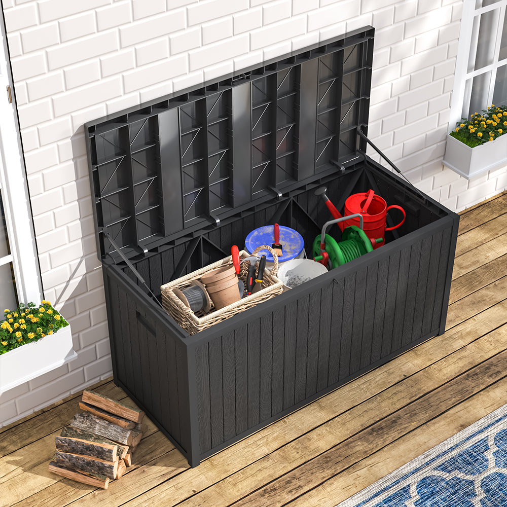 430L Black Lockable Plastic Waterproof Garden Storage Box