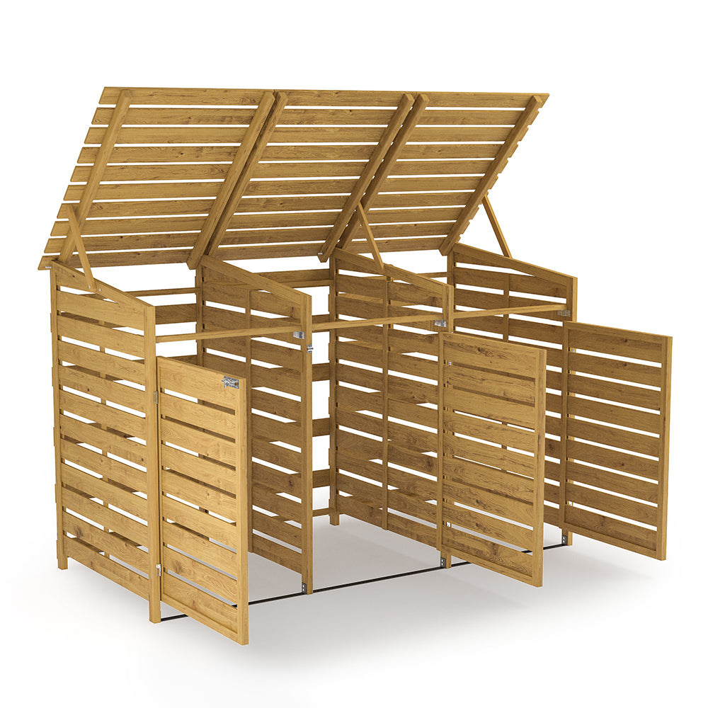 3x7ft Solid Outdoor Spruce Wood Trash Can Storage Shed