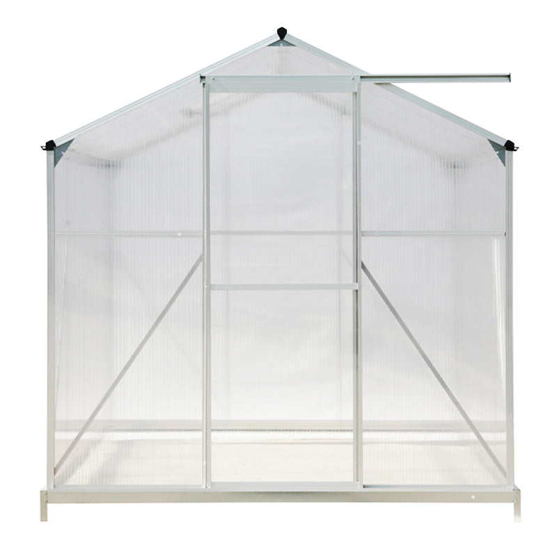 6ft W Aluminum Framed Greenhouse with Base and Window Opening