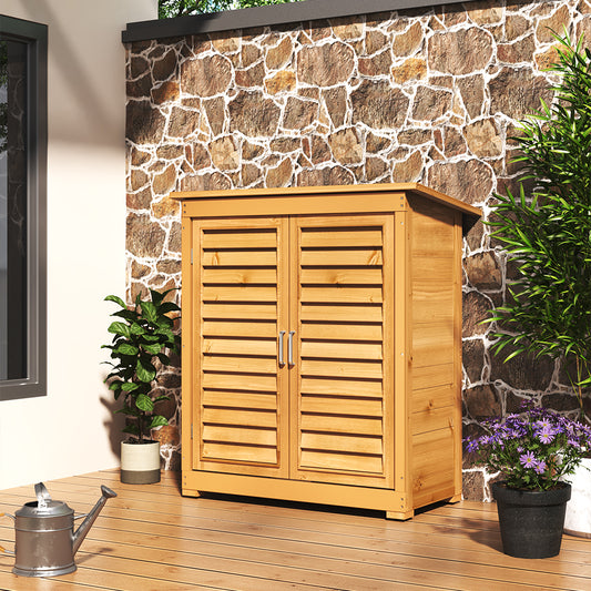 2x3ft Outdoor Solid Wood Storage Cabinet Garden Tool Shed