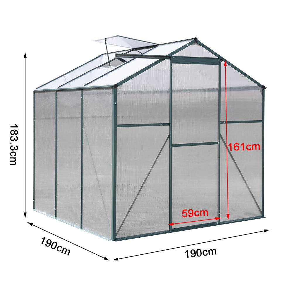 6x6ft Green Framed Garden Greenhouse with One Vent