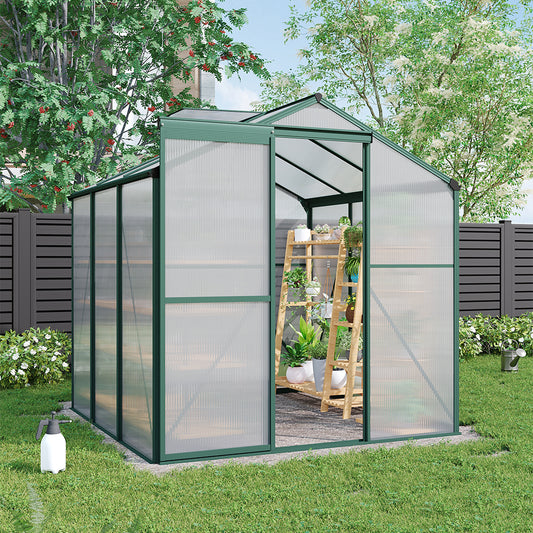 6x6ft Green Framed Garden Greenhouse with One Vent
