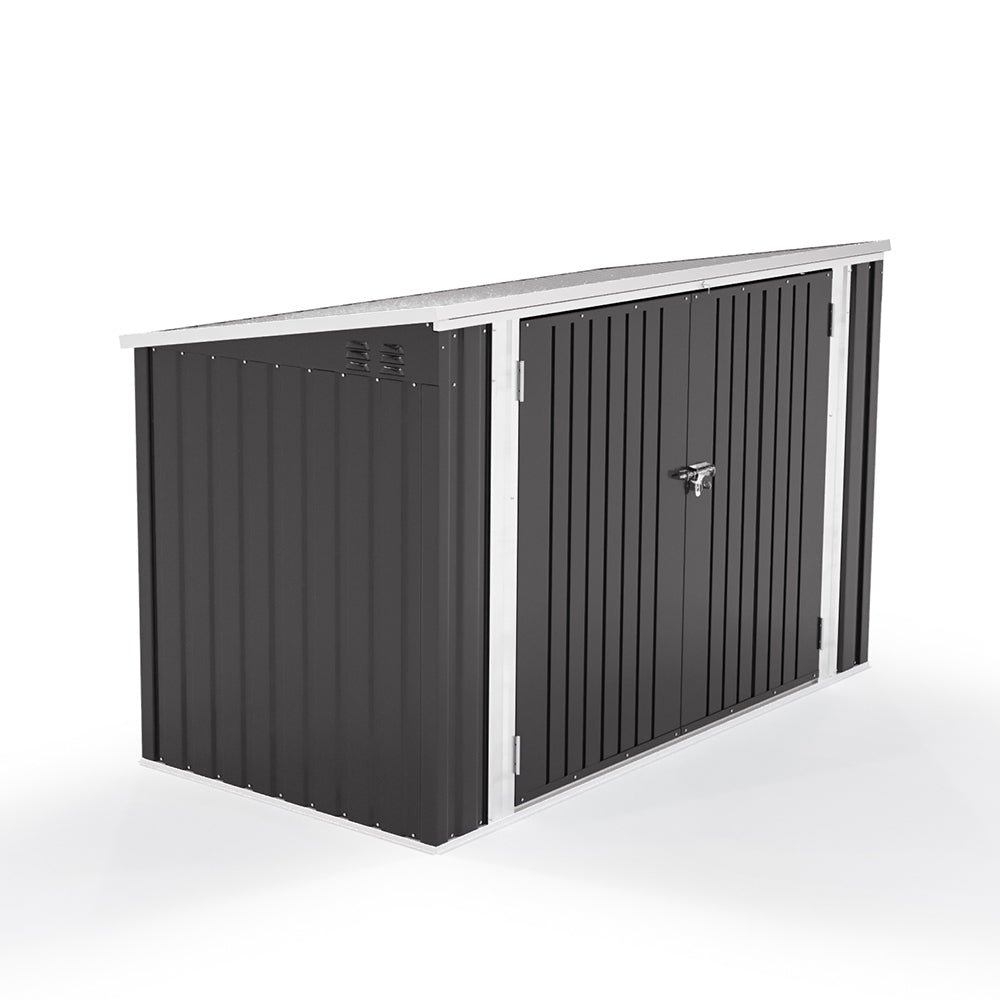 3x7ft Charcoal Black Lockable Stainless Steel Bicycle Storage Shed