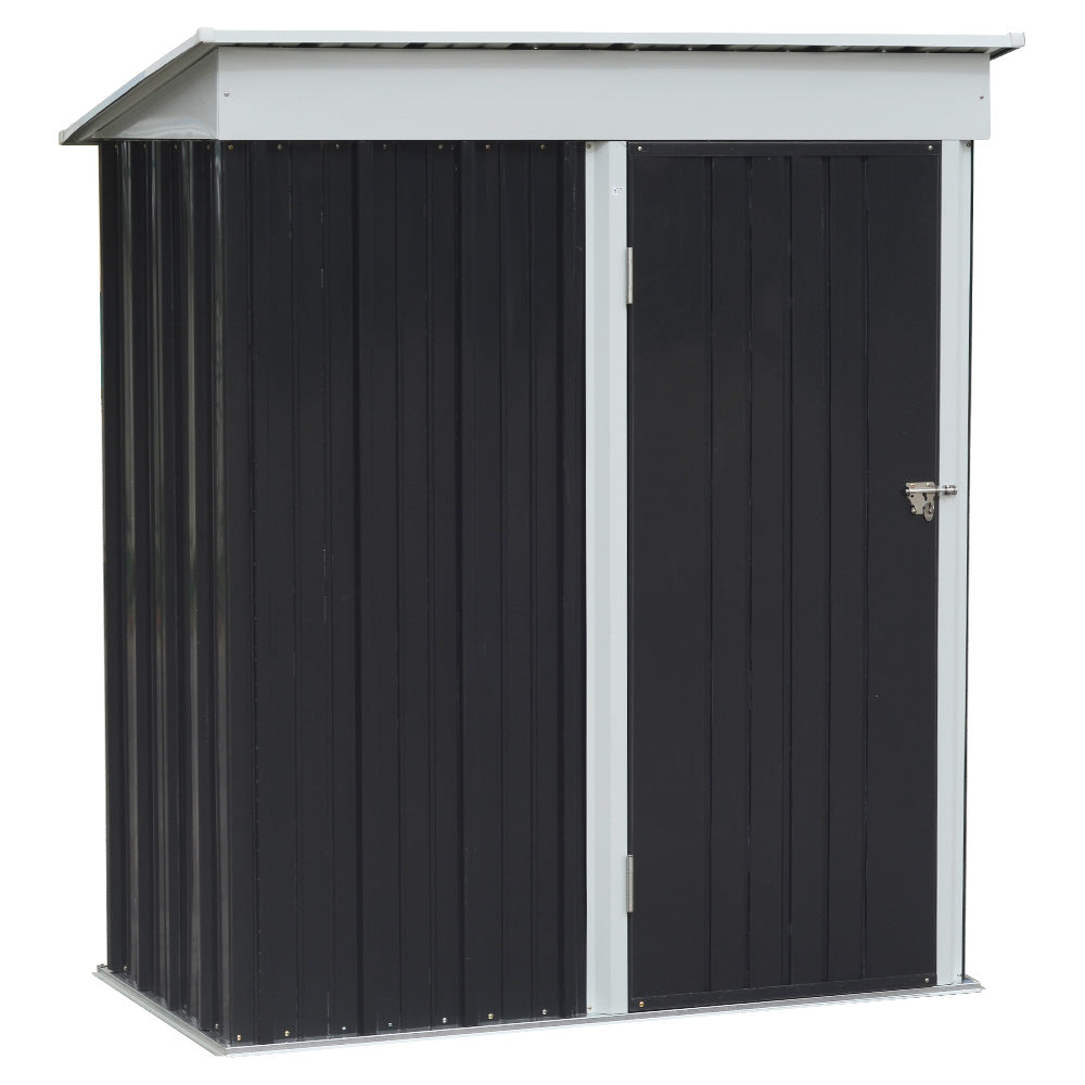 3x5ft Black Metal Garden Storage Tool Shed with Shelves