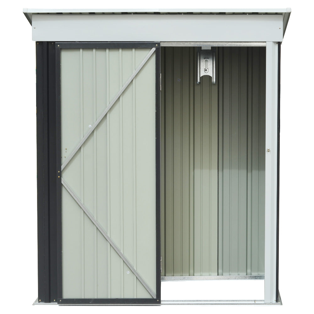 3x5ft Black Metal Garden Storage Tool Shed with Shelves