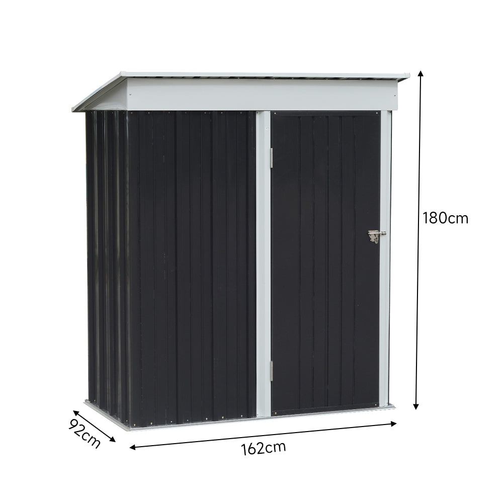 3x5ft Black Metal Garden Storage Tool Shed with Shelves