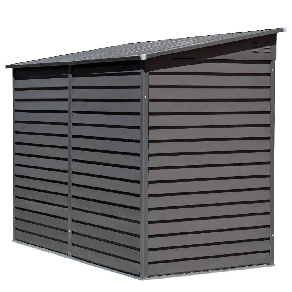 5x9ft Grey Outdoor Lockable Steel Garden Storage Shed