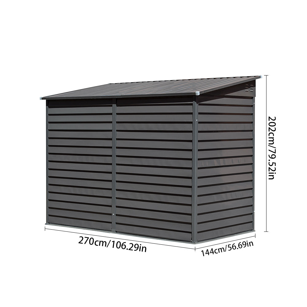 5x9ft Grey Outdoor Lockable Steel Garden Storage Shed