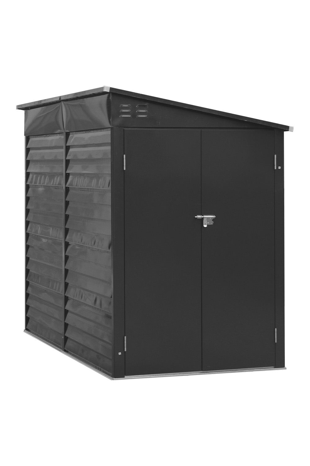 5*9ft Black Outdoor Lockable Steel Garden Storage Shed