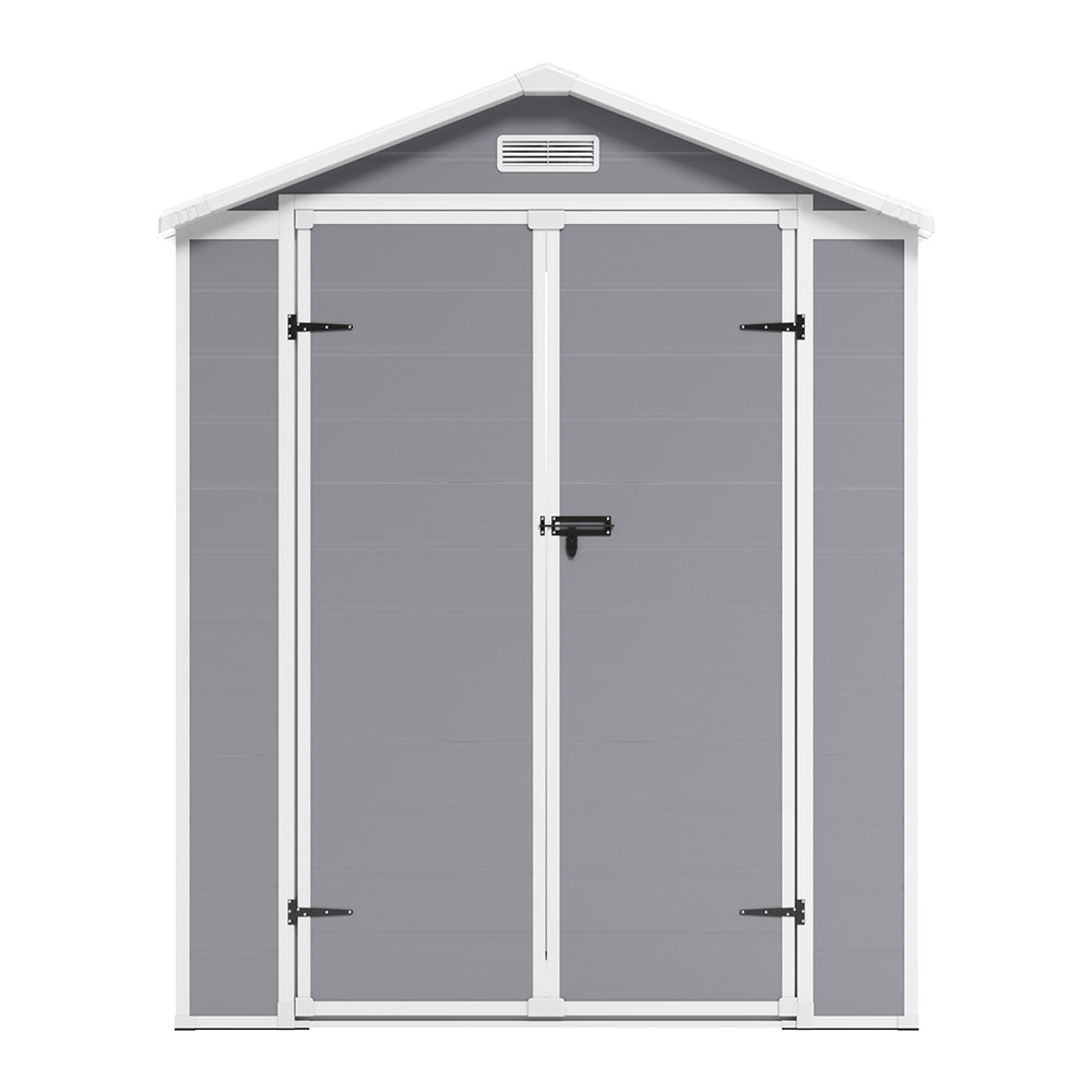 4x6ft Grey Garden Plastic Outdoor Storage Shed with Lockable Door