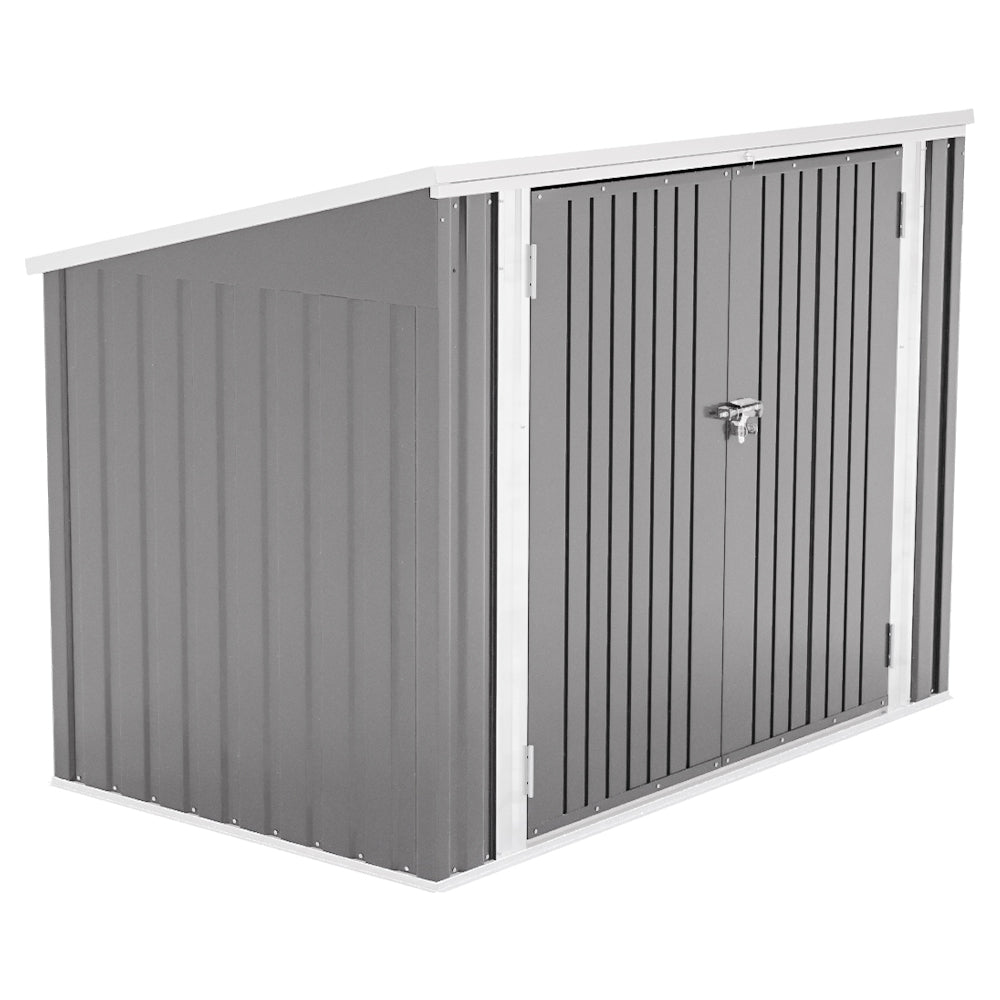 3x6ft Grey Lockable Steel Trash Can Recycle Bin Enclosure Storage Shed