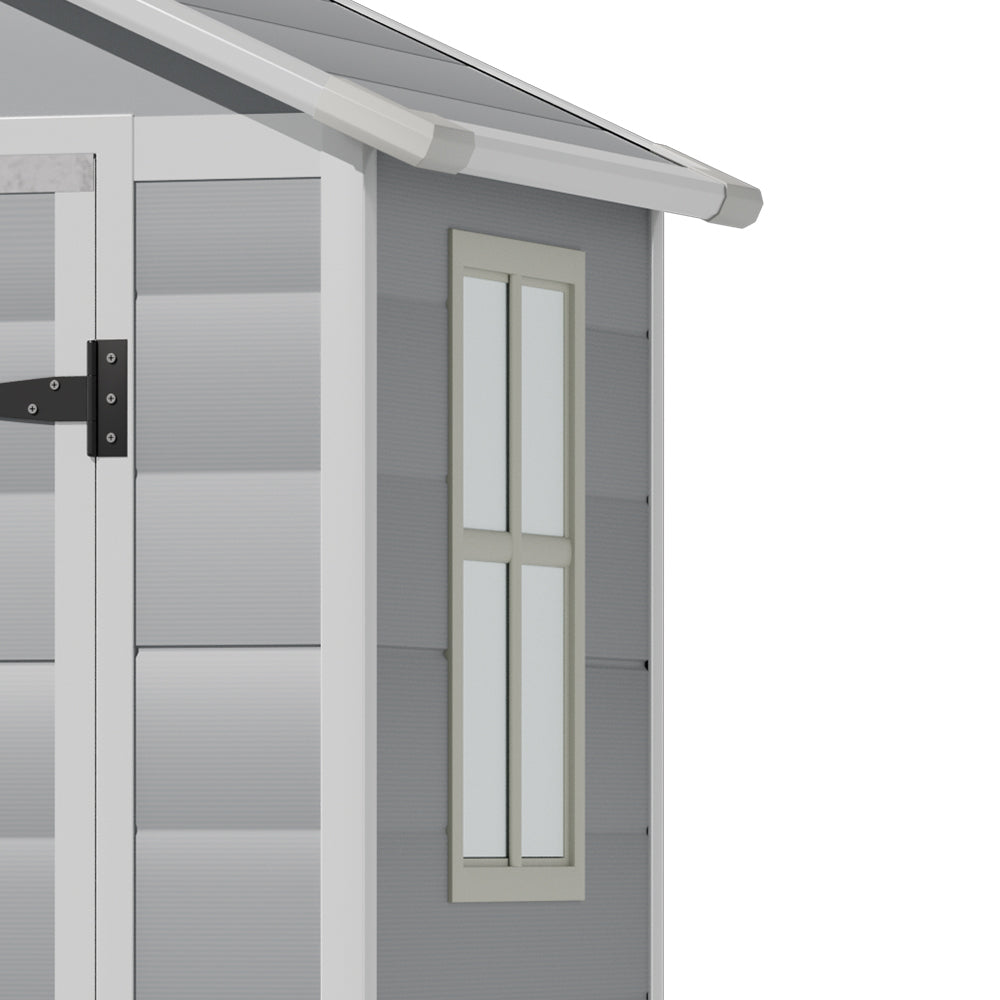 3x4ft Grey Garden Plastic Storage Shed with Lockable Hinged Door