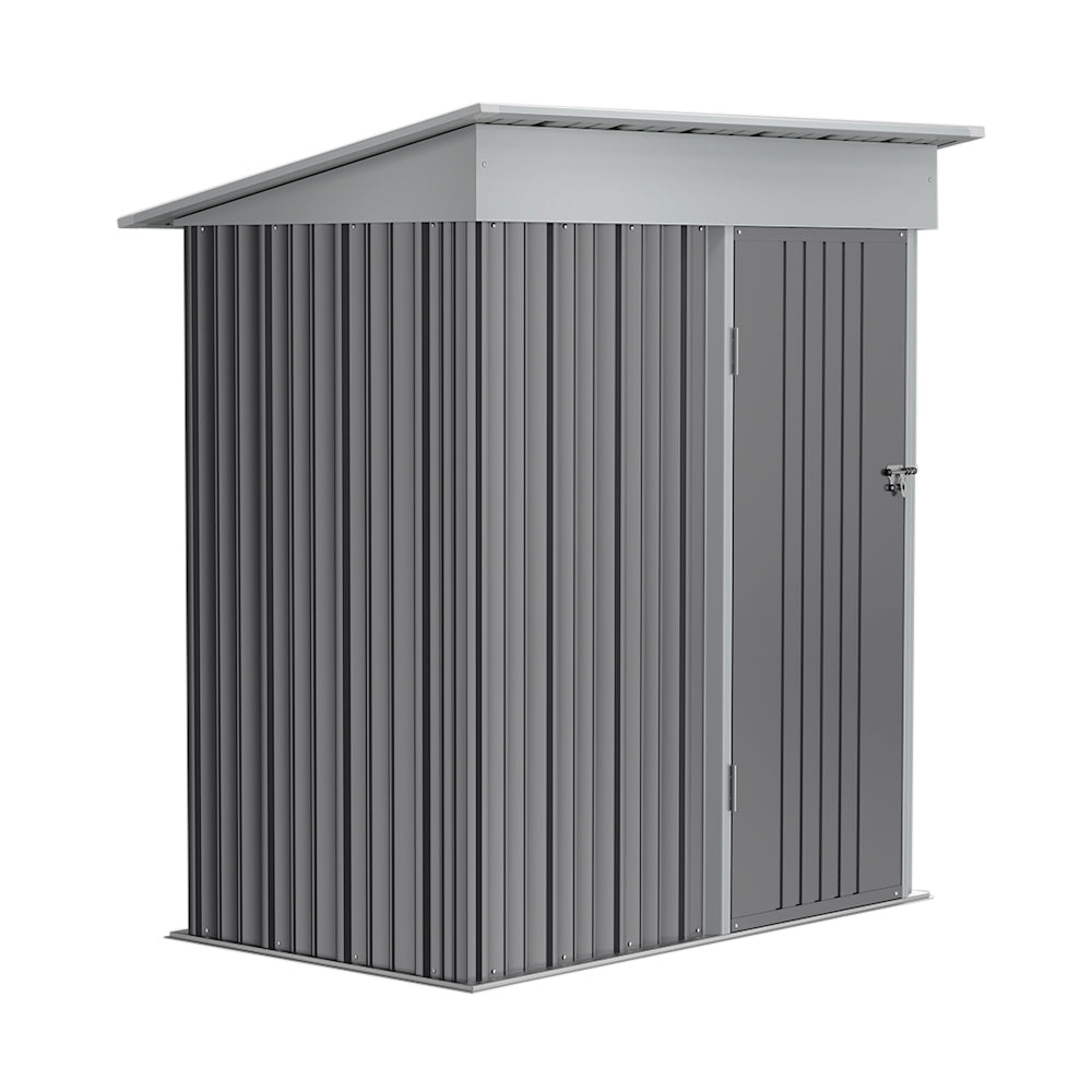 3x5ft Grey Outdoor Metal Storage Shed with Lockable Door